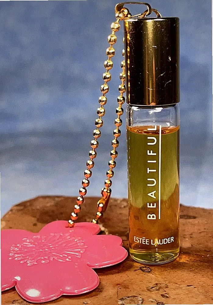 Beautiful PURE PARFUM Perfume Estée Lauder 5ML KEYCHAIN Pink Flower SUPER RARE