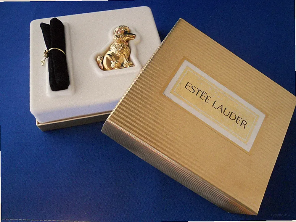 Estee Lauder Solid Perfume Fancy Petite Poodle Dog Dazzling Original Box & Pouch